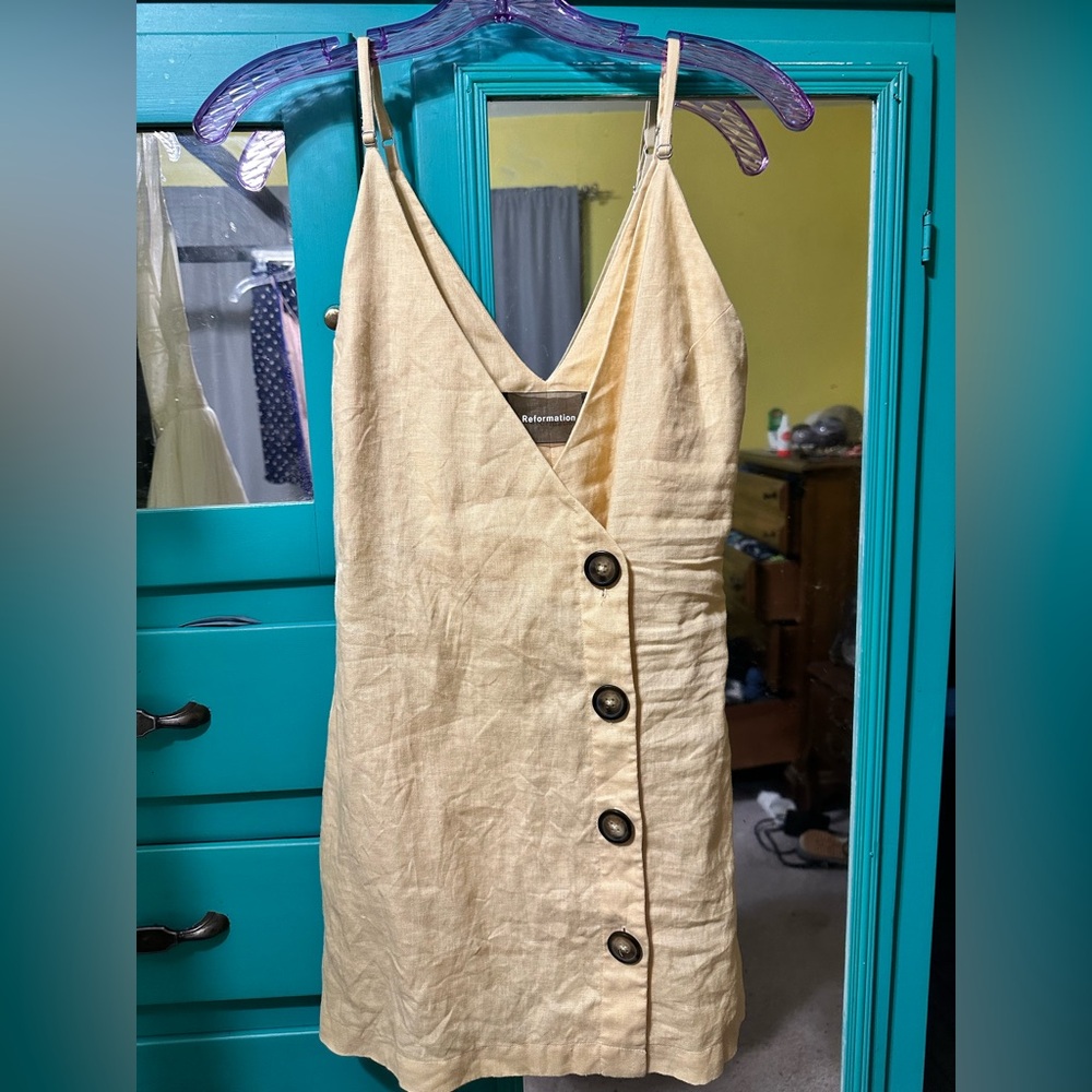 Reformation yellow Button-Down Dress